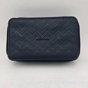 NWOT Missoni Exclusive Delta One Travel Case Blue Wave Zippered Navy Set Of Four